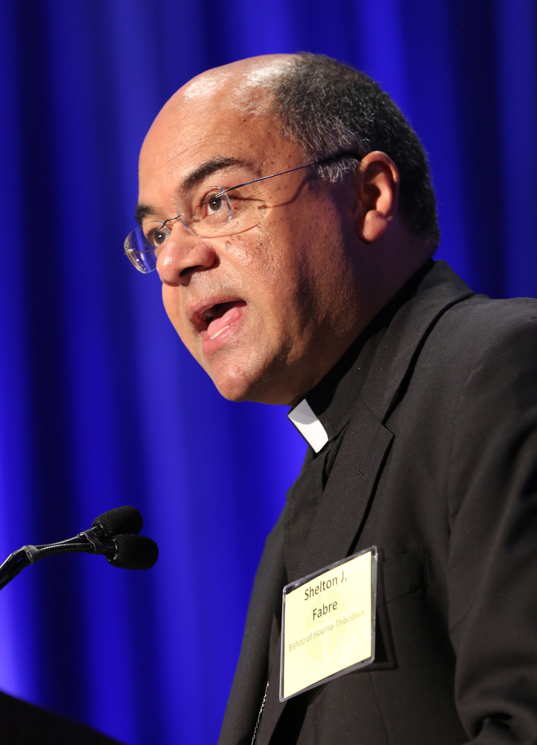 Bishop Shelton J. Fabre of Houma-Thibodaux, Louisiana, speaks June 14 during the U.S. Conference of Catholic Bishops’ annual spring assembly in Fort Lauderdale, Florida.